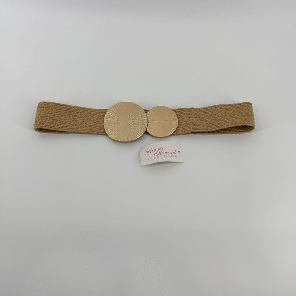 Ginger Howard Selections Women's Tan Woven Belt with Gold Buckle Statement NWT - Picture 1 of 7